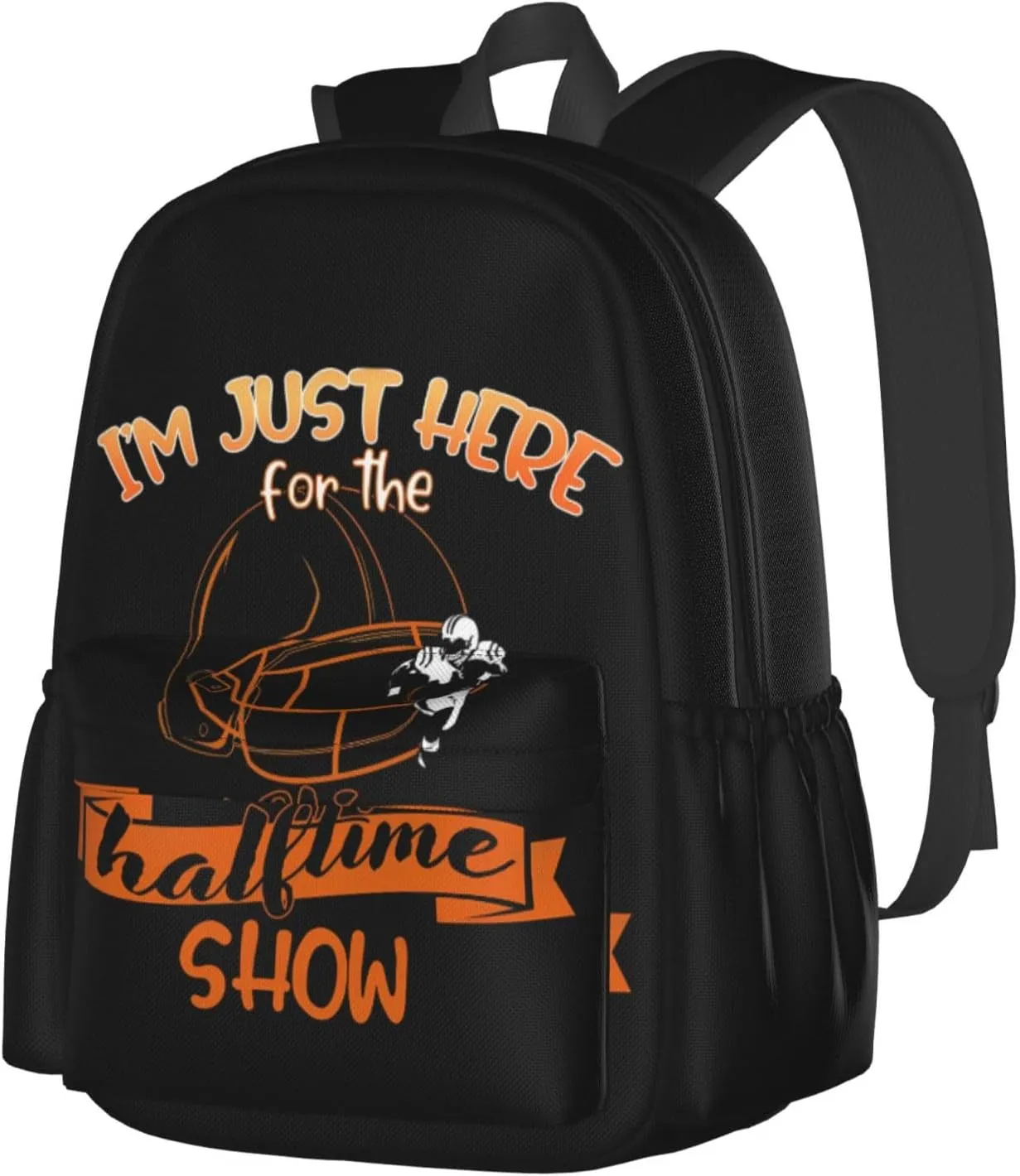 Im Just Here For The Halftime Show Football Backpack Casual Laptop Backpack Large Capacity Double Shoulder Bag Travel Daypack For Women Men