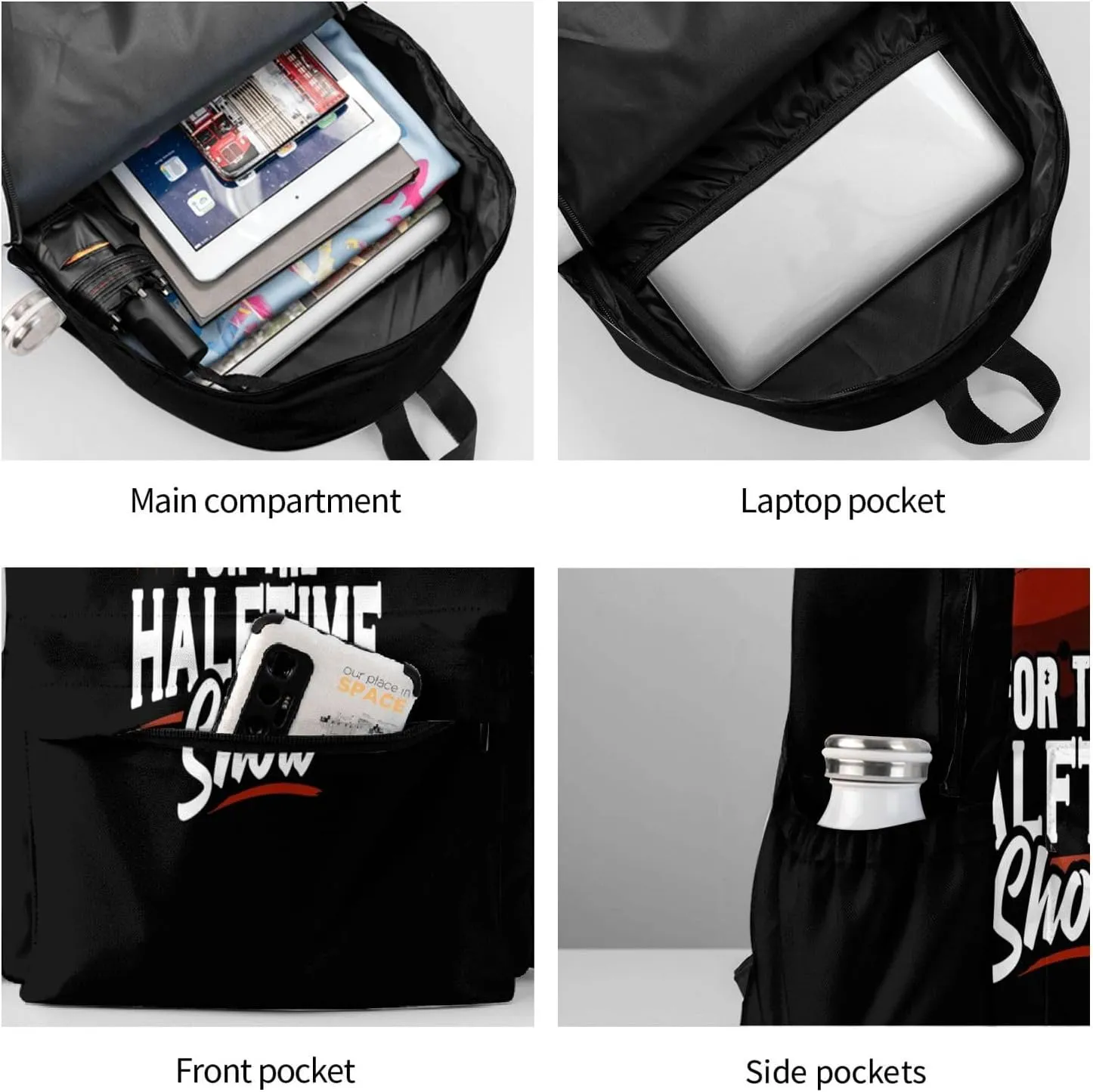 I'm Just Here For The Halftime Show Football Lover Backpack Casual Laptop Backpack Large Capacity Double Shoulder Bag Travel Daypack For Women Men