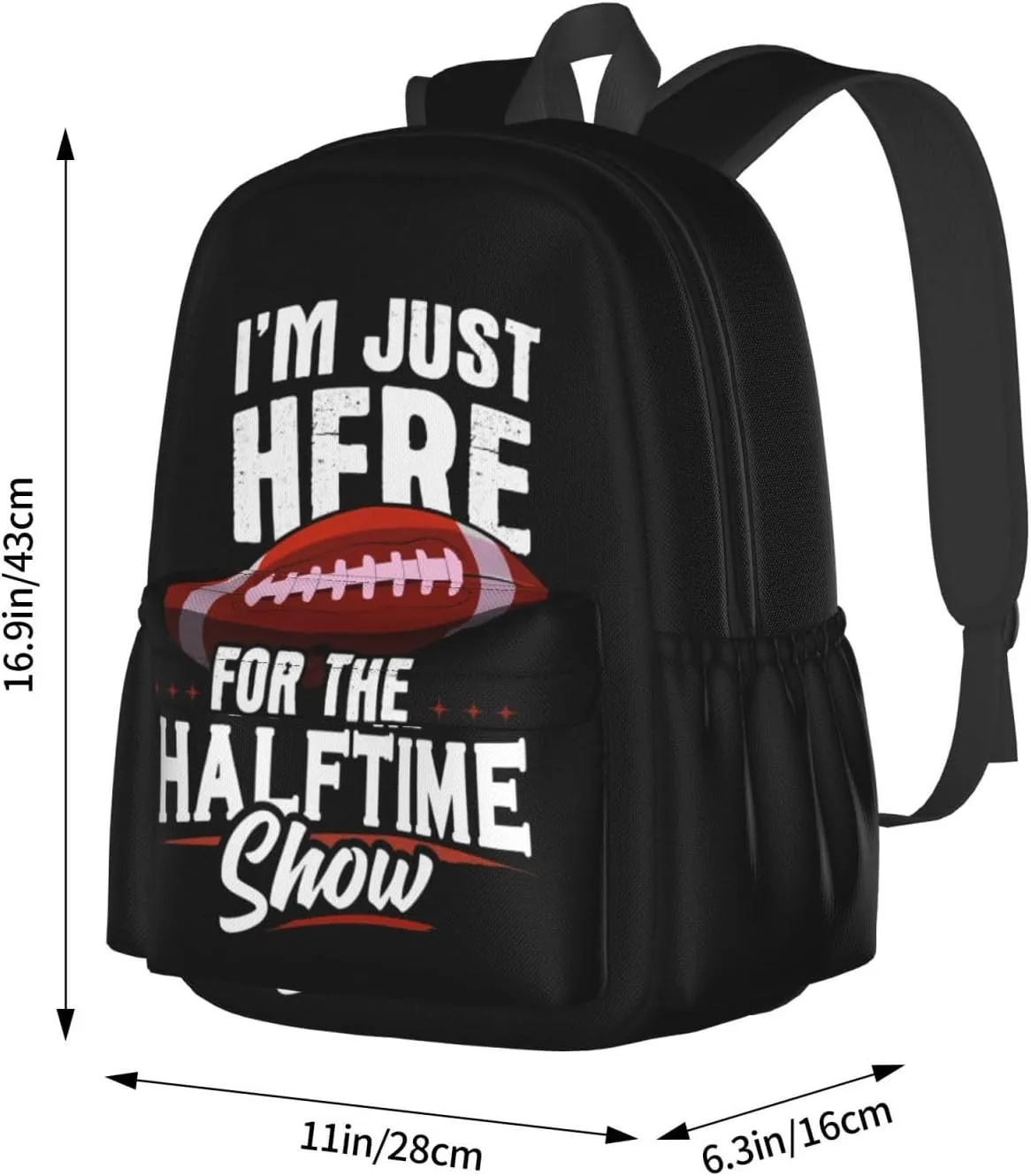 I'm Just Here For The Halftime Show Football Lover Backpack Casual Laptop Backpack Large Capacity Double Shoulder Bag Travel Daypack For Women Men