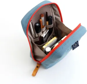 Invite.L Medium Size Stand Up Cosmetic Bag Organized Pockets Wide Open Organizer for Makeup Work Essentials Pouch Toiletry Elegant Korean Beauty Storage (Fiesta)