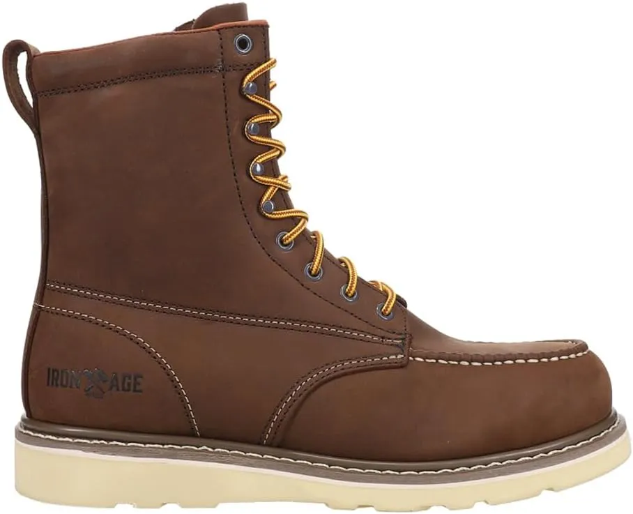 Iron Age Mens Reinforcer 8 Inch Electrical Steel Toe Work Safety Shoes Casual - Brown