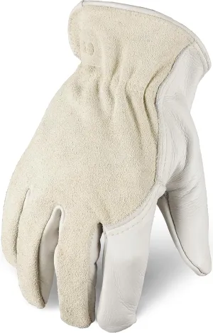 Ironclad Workhorse Hi-Dex Leather Work Gloves, Suggested Uses For Landscaping, Ranch Work, Diy Projects, Sized XS, S, M, L, XL, XXL, XXXL (1 Pair), White Leather (IEX-WHO2-04-L)