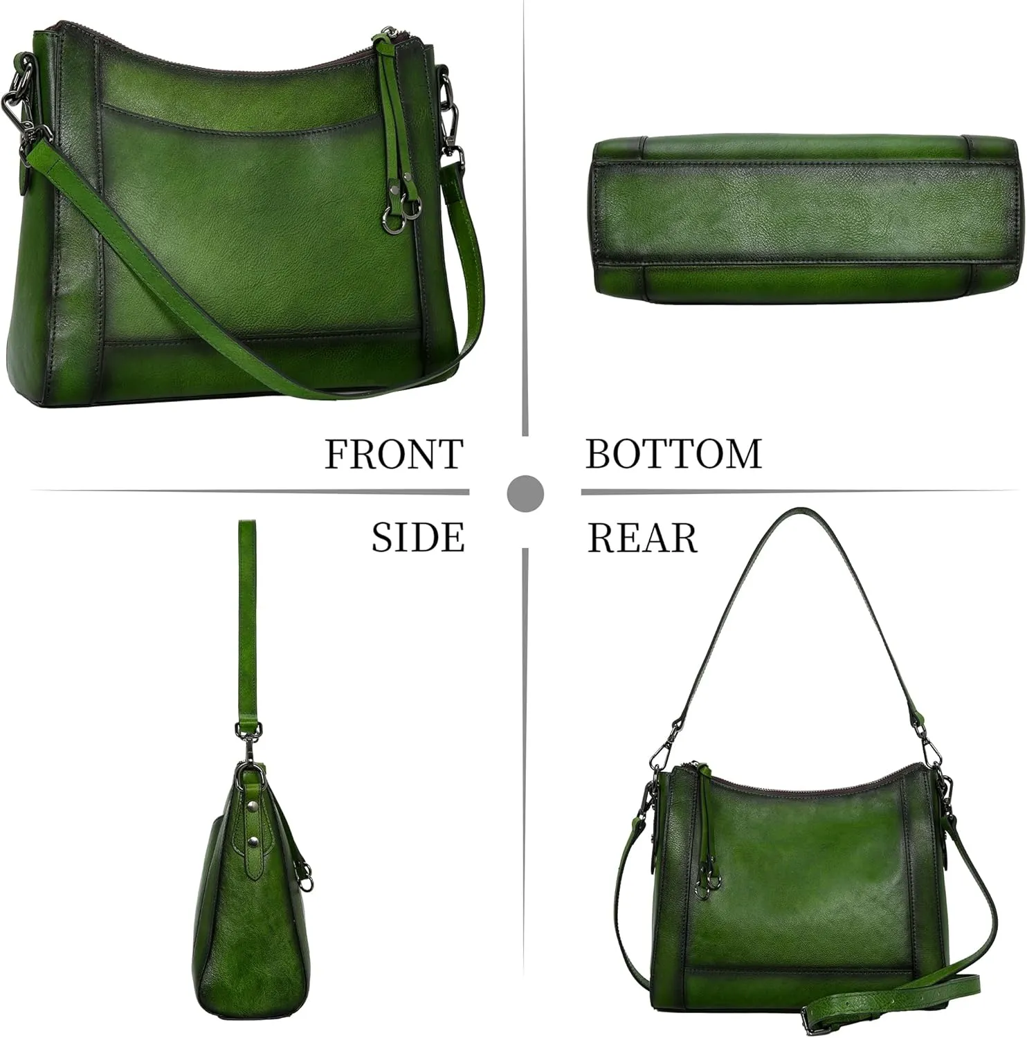 Iswee Genuine Leather Crossbody Bags for Women Satchel Purse Hobo Handbag Ladies Vintage Shoulder Bag Work