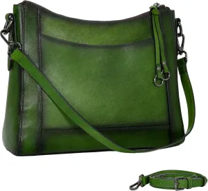 Iswee Genuine Leather Crossbody Bags for Women Satchel Purse Hobo Handbag Ladies Vintage Shoulder Bag Work