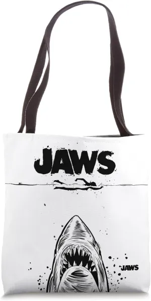 Jaws 50th Anniversary Poster Black & White Sketch 2-Sided Tote Bag