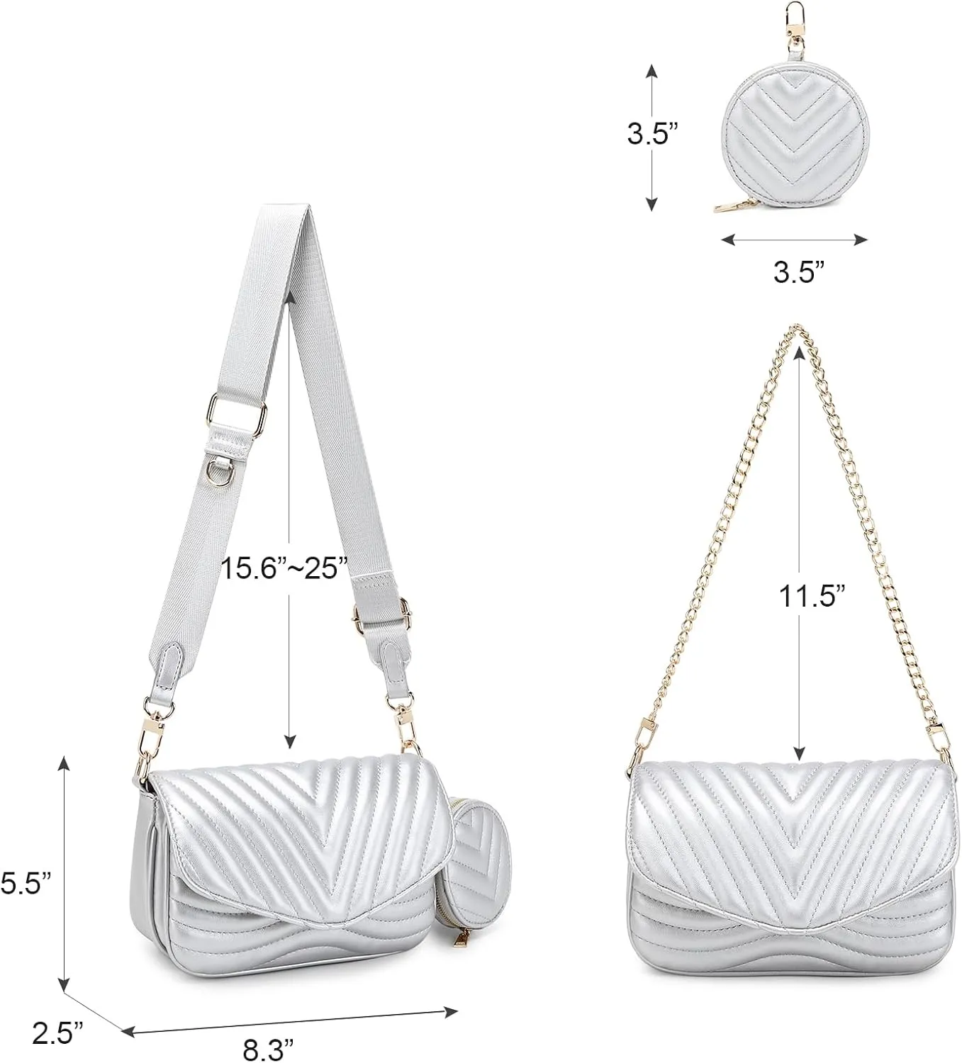 JEEHAN Quilted Crossbody Bags for women Designer Shoulder Handbags Small Purse