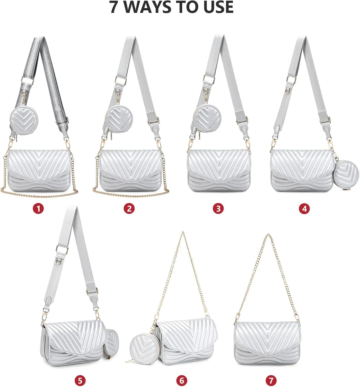 JEEHAN Quilted Crossbody Bags for women Designer Shoulder Handbags Small Purse