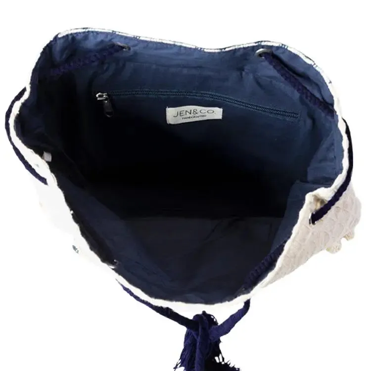 Jen & Co. Blue Aztec Cotton Backpack