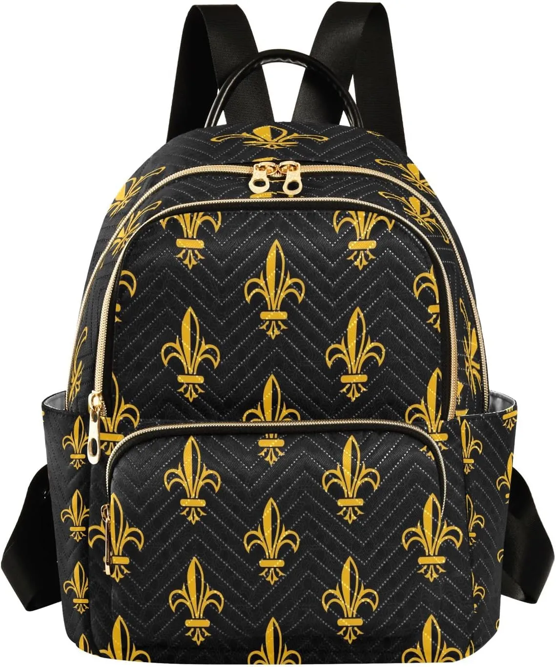Joisal Fleur de Lis Black Gold Anti Theft Backpack Purse Work Backpack, Backpack Travel Bag for Airplane Medium