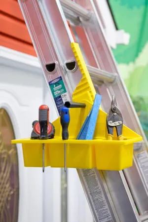 Jokari Universal Rotating Ladder Tray. Hold Tools, Nails, Screws, Paint, Brushes and Accessories. Hook 3 Bucket Shelf On Any Rung For Auto Storage Platform. Little Attachment Caddy, Giant Benefits