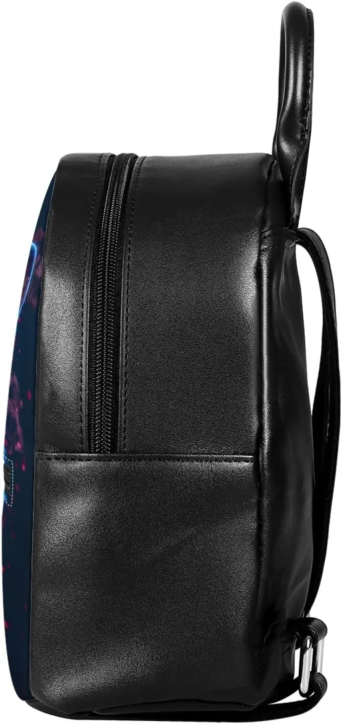 JooMeryer Wolf Fox Printed Mini Backpack Purse for Mens Boys Kids Teens Small Shoulder Bags Daypack School Bag Handbag,Black Wolf