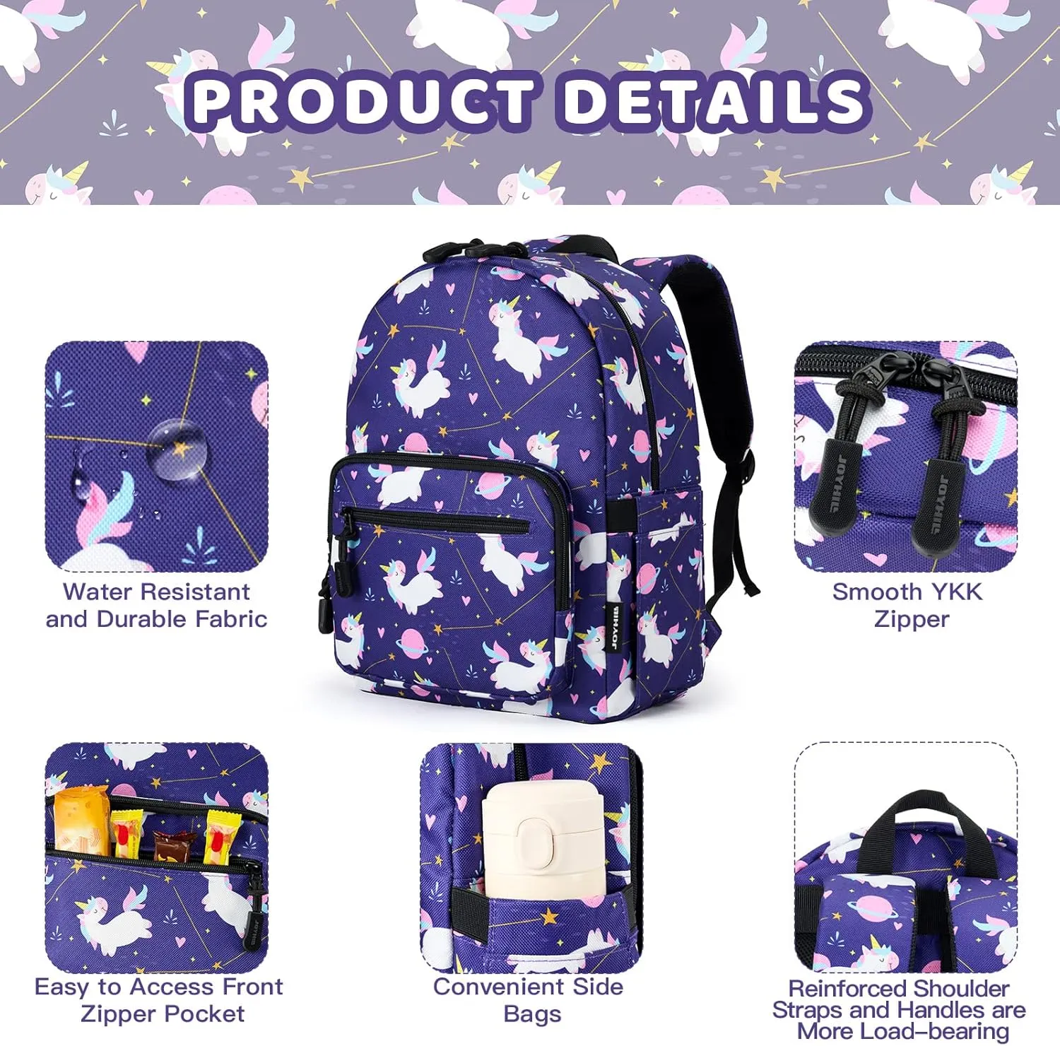 JOYHILL Kids Backpacks, Cute Lightweight Water Resistant Preschool Backpack, Adjustable Shoulder Straps for Boys Girls