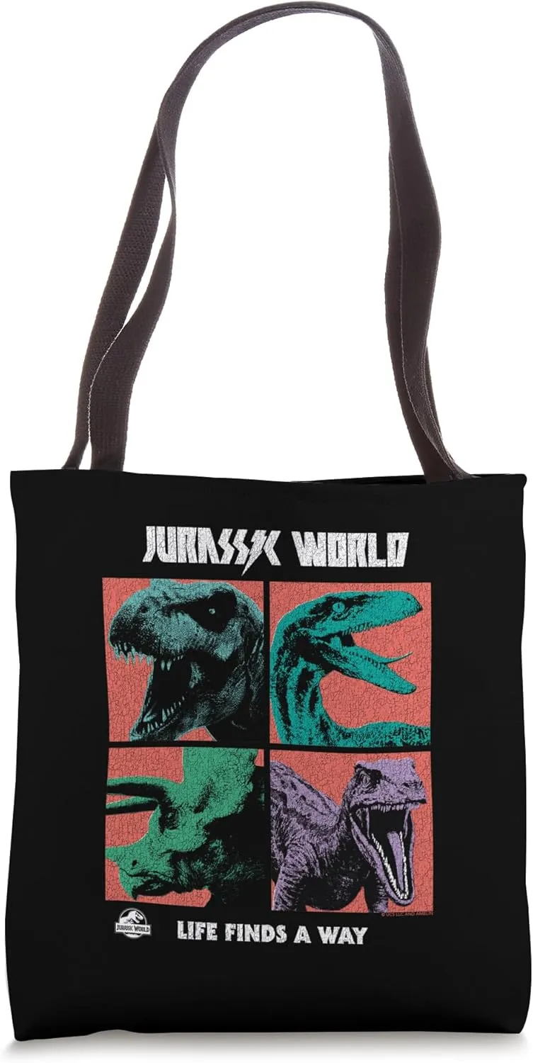 Jurassic World Life Finds a Way Retro Tote Bag