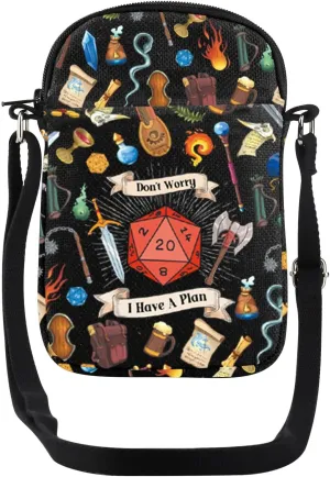 JYTAPP Dice Crossbody Bag Don't Worry I Have A Plan D Bags D Role Playing Board Games Fans Gifts
