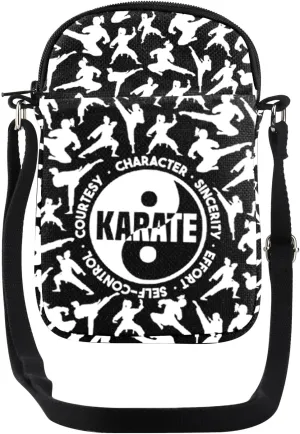 JYTAPP Karate Gift Sincerity Effort Self-Control Karate Crossbody Bag Martial Arts Gift Karate Lover Gift Taekwondo Gift