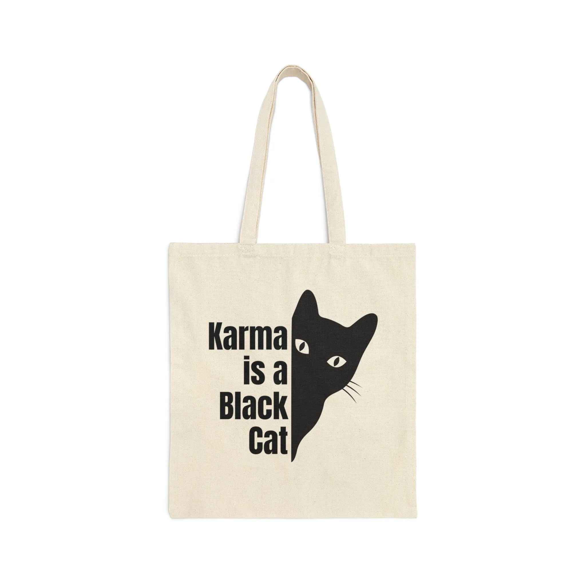 Karma is a Black Cat Cotton Canvas Tote Bag