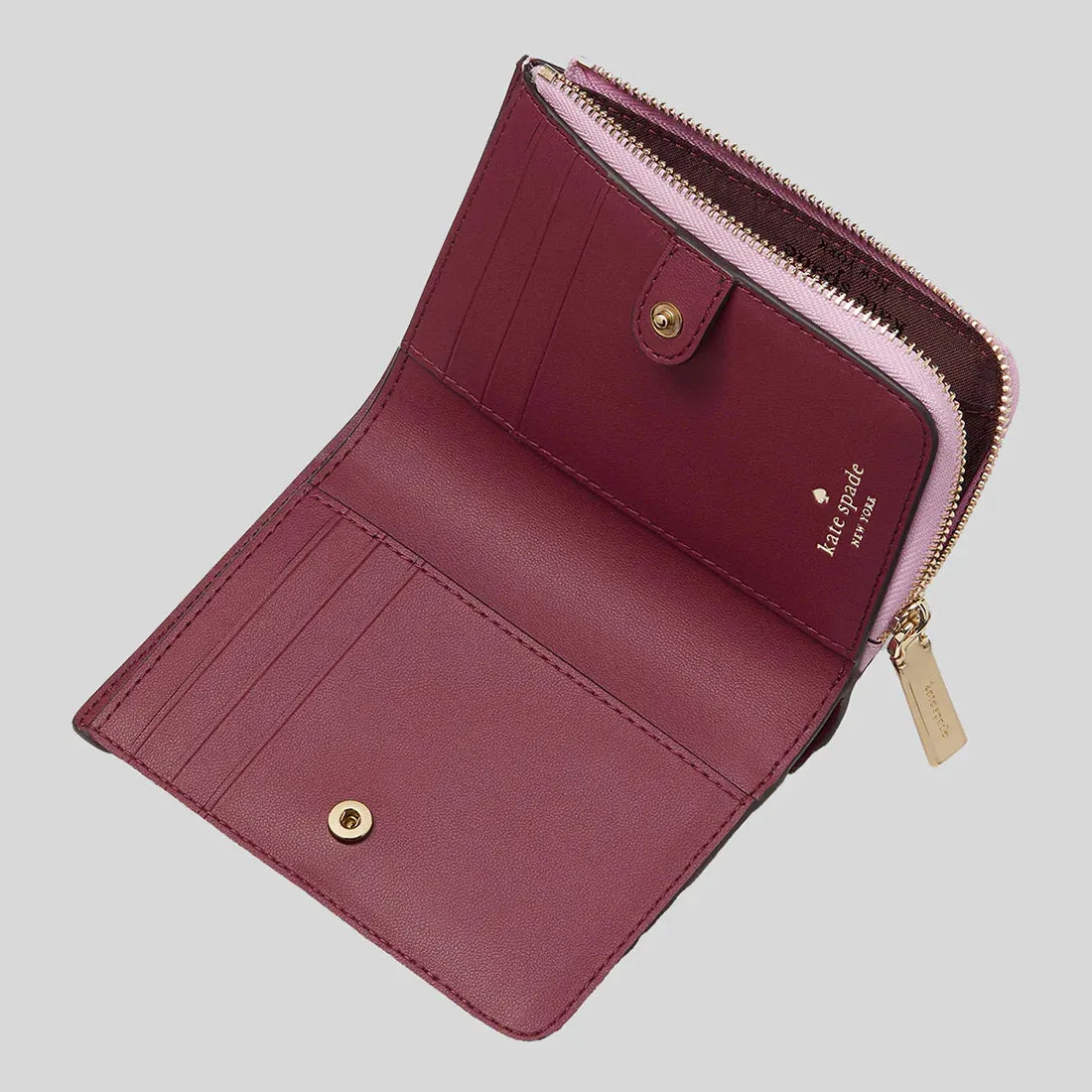 KATE SPADE Madison Small L Zip Wallet Berry Cream RS-KH615