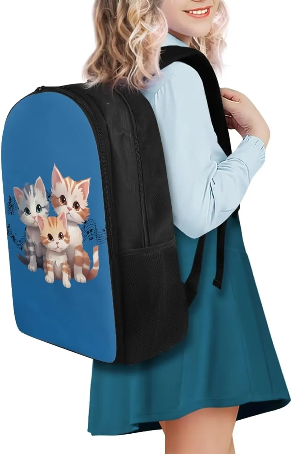 Kawaii Cat Print Cute Backpacks for Teen Girls Lightweight Fashion School Bag for Boys Keep Warm Oil Proof Lunch Bag Teen Girls and Pencil Case for Travel Beach Picnic