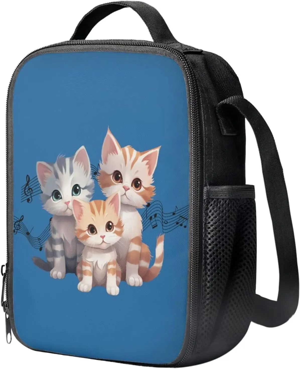 Kawaii Cat Print Cute Backpacks for Teen Girls Lightweight Fashion School Bag for Boys Keep Warm Oil Proof Lunch Bag Teen Girls and Pencil Case for Travel Beach Picnic