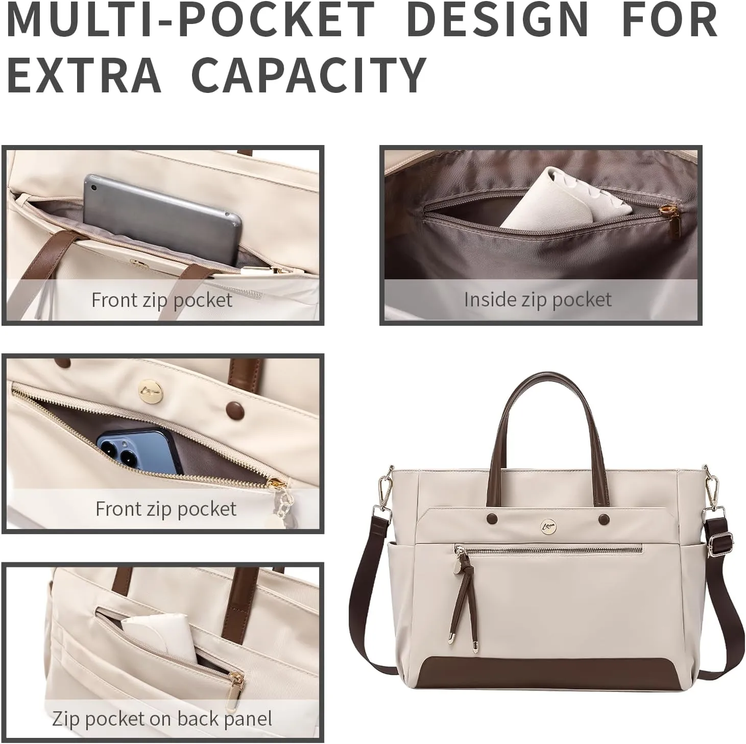 KEBEIXUAN Laptop Bag for Women Computer and Tablet Shoulder Bag Work Tote Bags With Zipper Handbags for Teachers Gift Travel