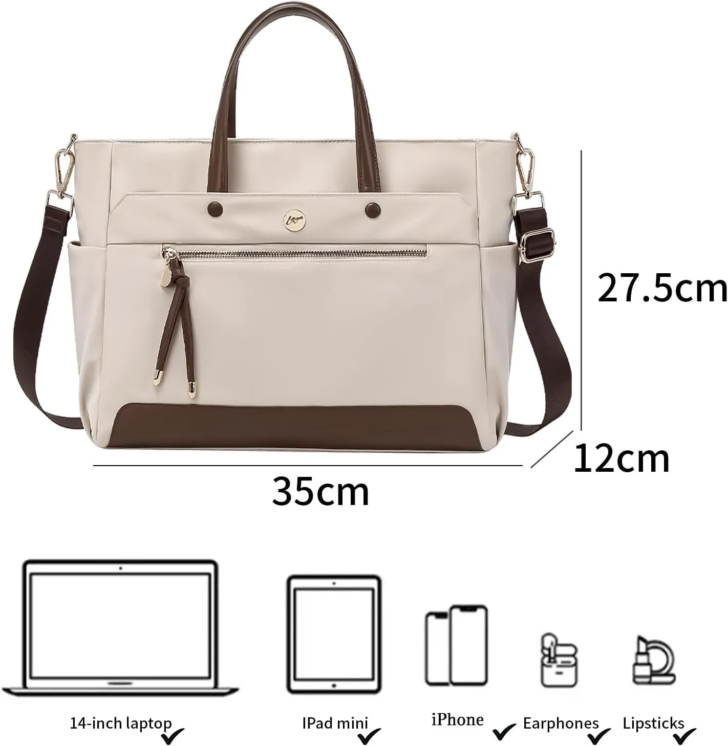 KEBEIXUAN Laptop Bag for Women Computer and Tablet Shoulder Bag Work Tote Bags With Zipper Handbags for Teachers Gift Travel