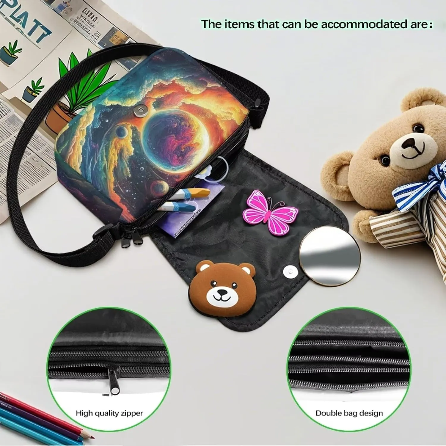 Kids Crossbody Bag for Girls Small Shoulder Bag for Kids Crossbody Handbags with Adjustable Strap for Travel