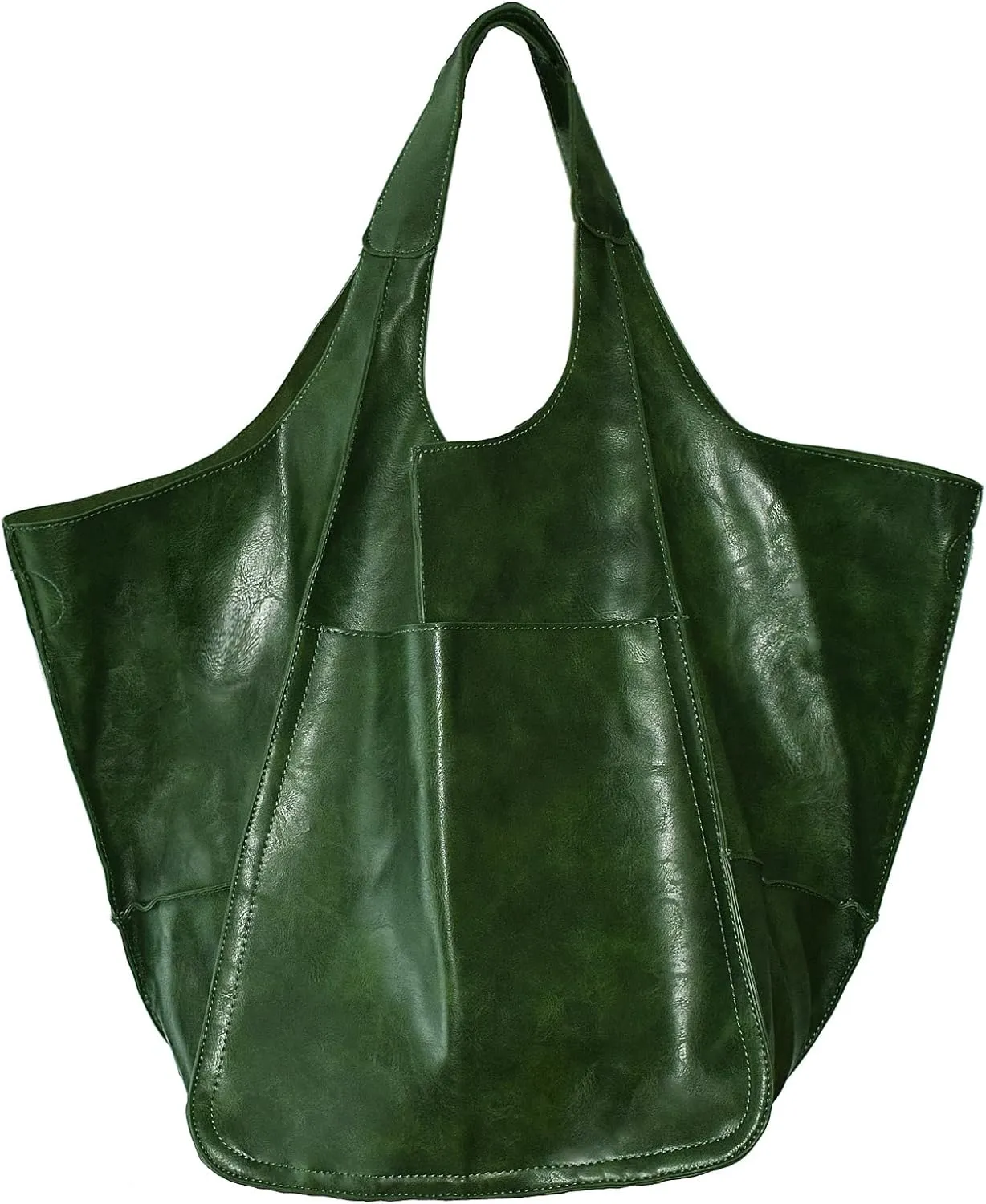 KlaOYer Oversized Leather Tote Bag Huge Capacity Work Hobo Pu Leather Bucket Purse And Handbag Large Soft Travel Shopping Bag