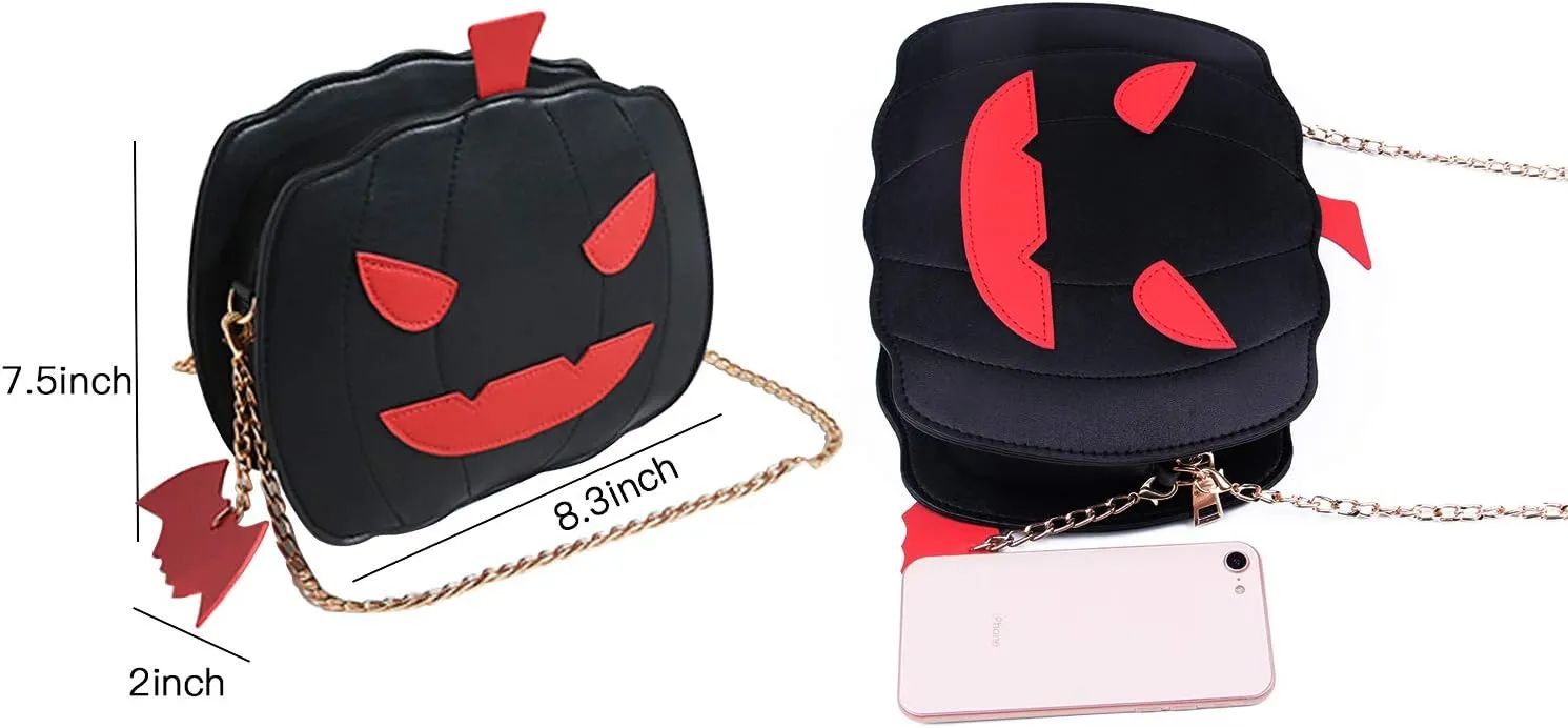 KUANG! Women Pumpkin Shoulder Bag Novelty Devil Crossbody Purse Fashion Halloween Trick or Treat Purses and Handbags