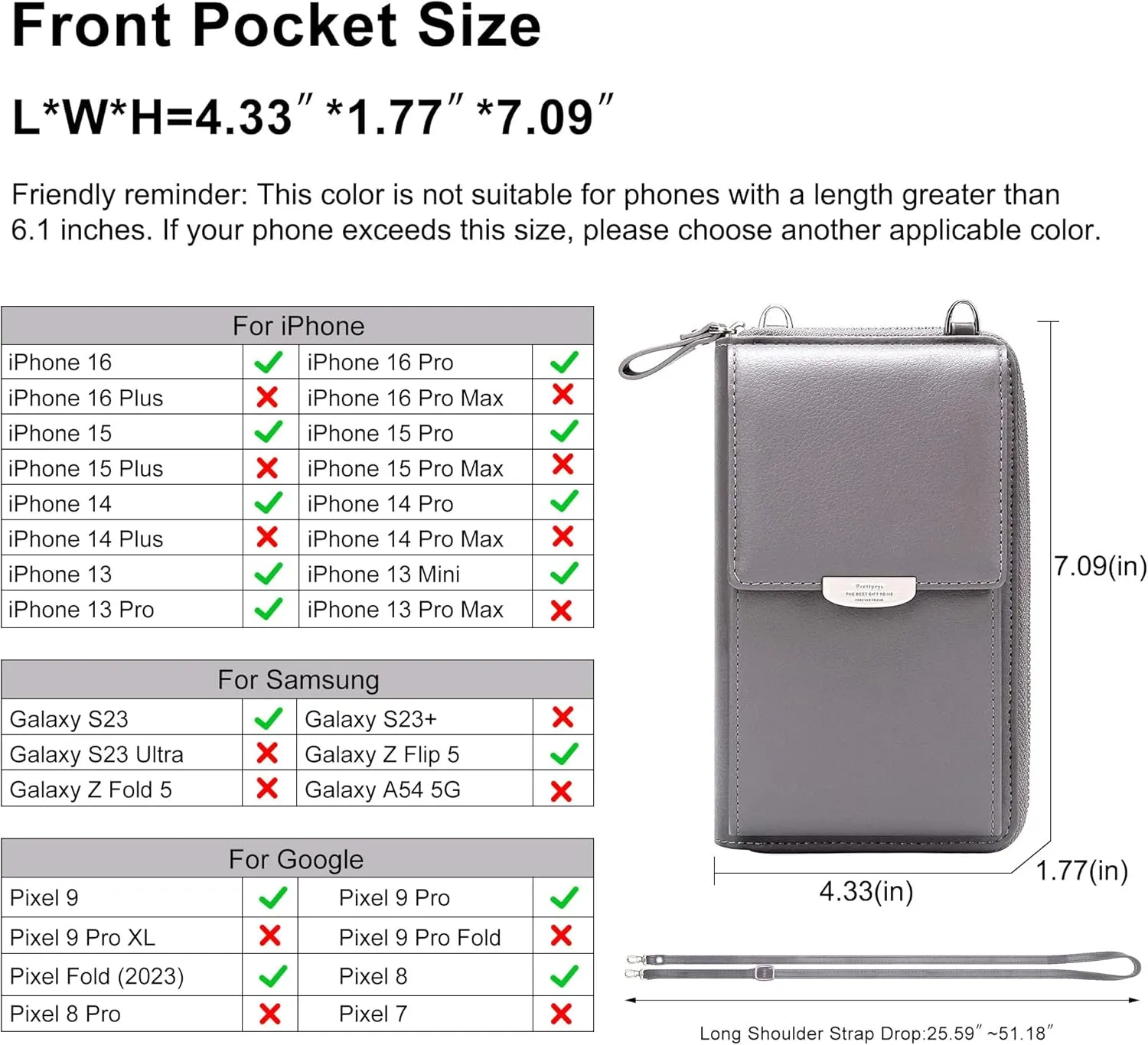 KUKOO Small Crossbody Bag Cell Phone Purse Wallet with Credit Card Slots for Women