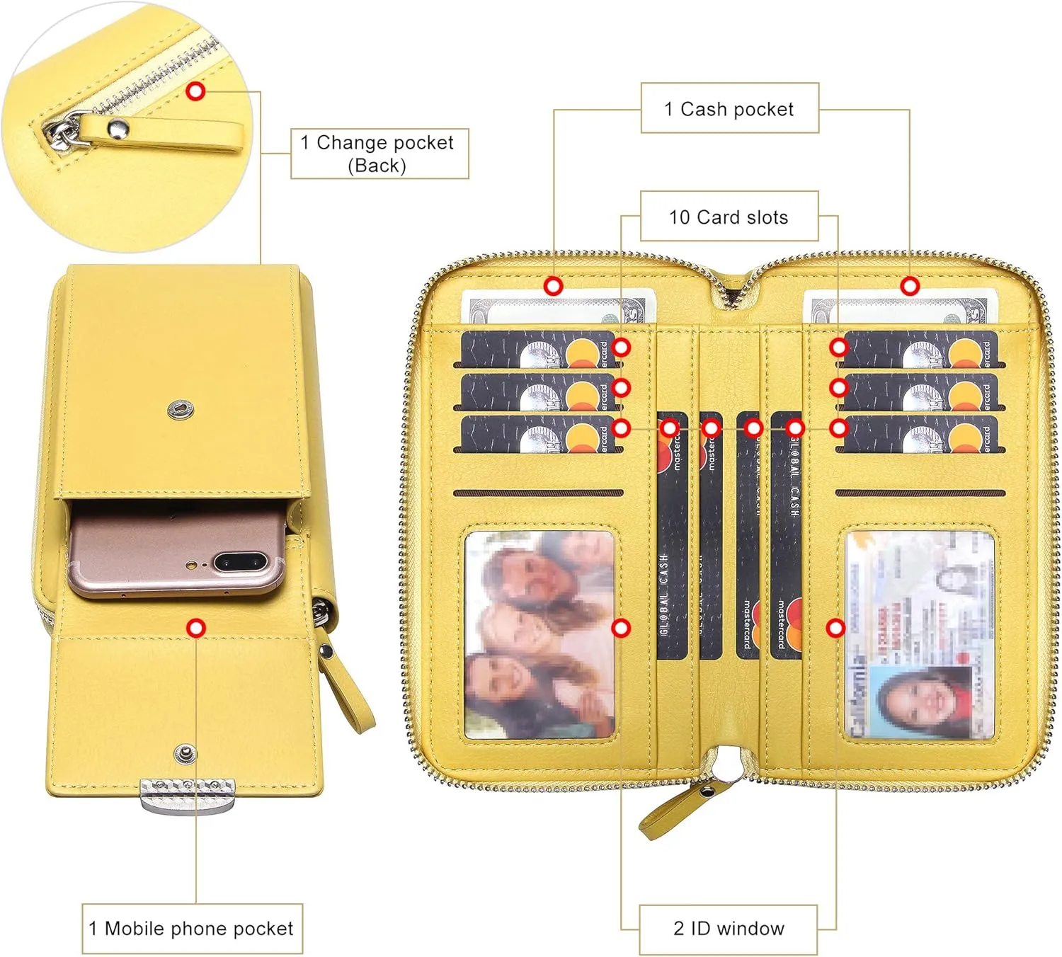 KUKOO Small Crossbody Bag Cell Phone Purse Wallet with Credit Card Slots for Women