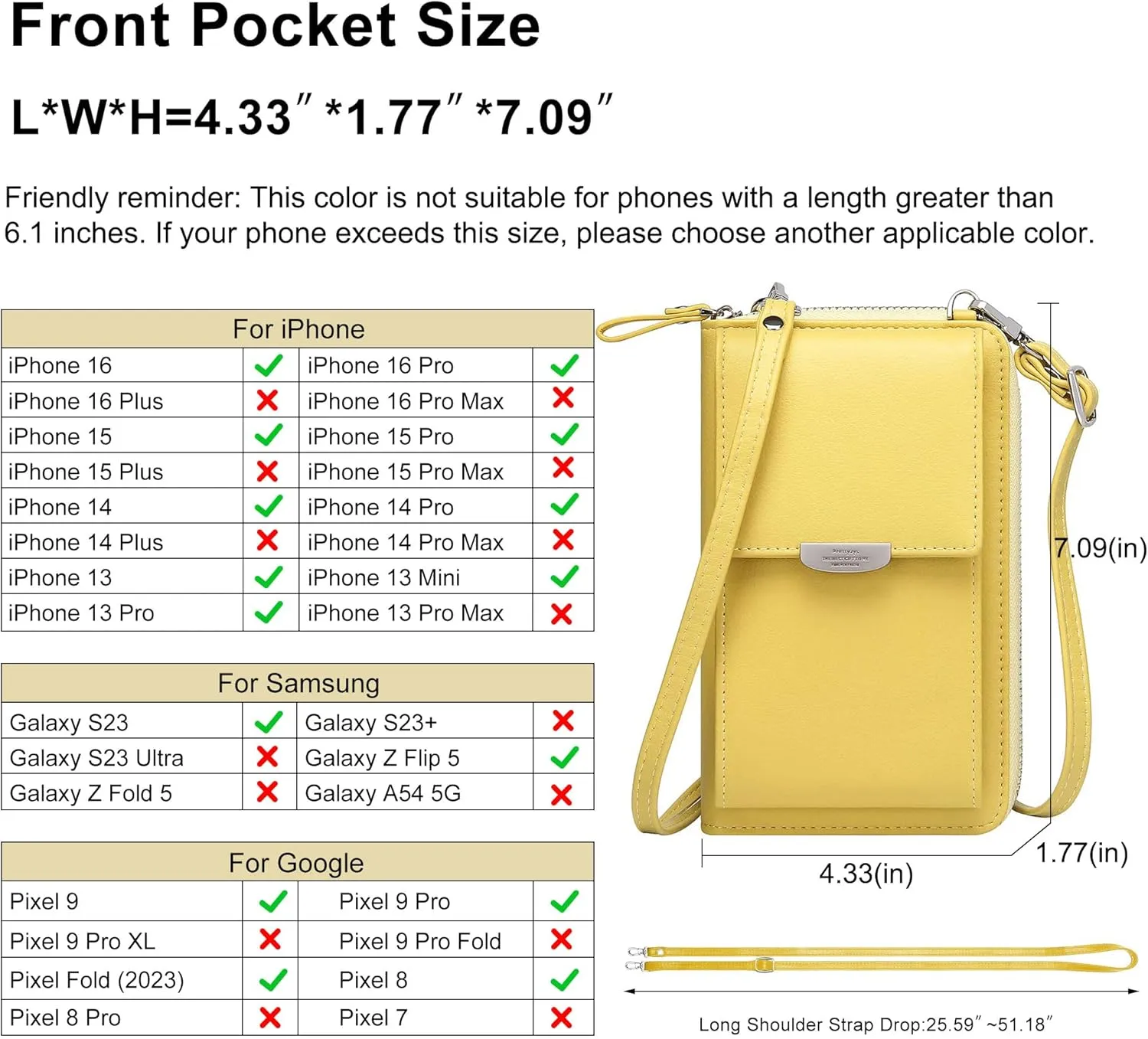 KUKOO Small Crossbody Bag Cell Phone Purse Wallet with Credit Card Slots for Women