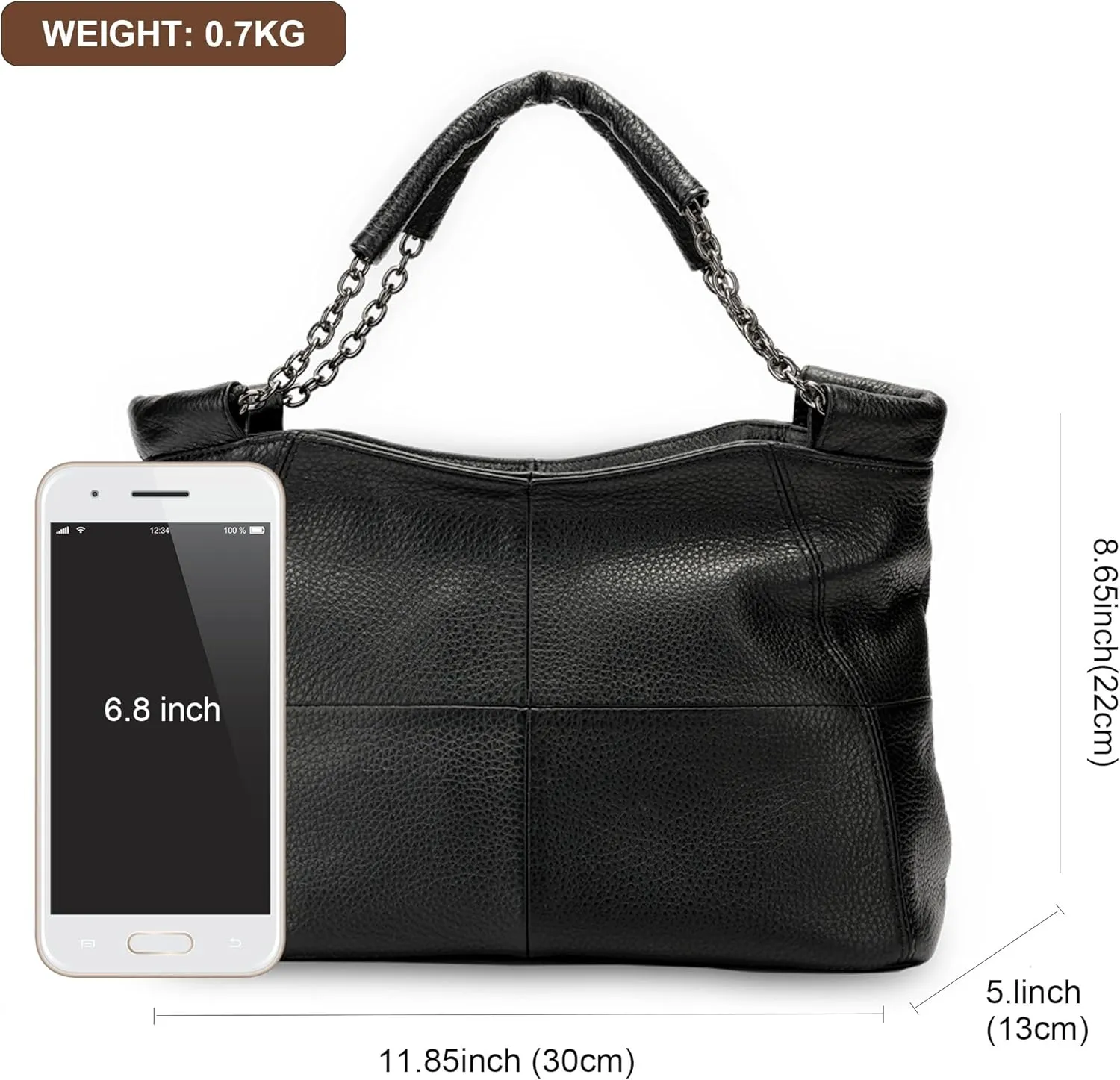 Ladies Crossbody Bag Multi Purpose Leather Handbag Adjustable Chain and Detachable Shoulder Bag