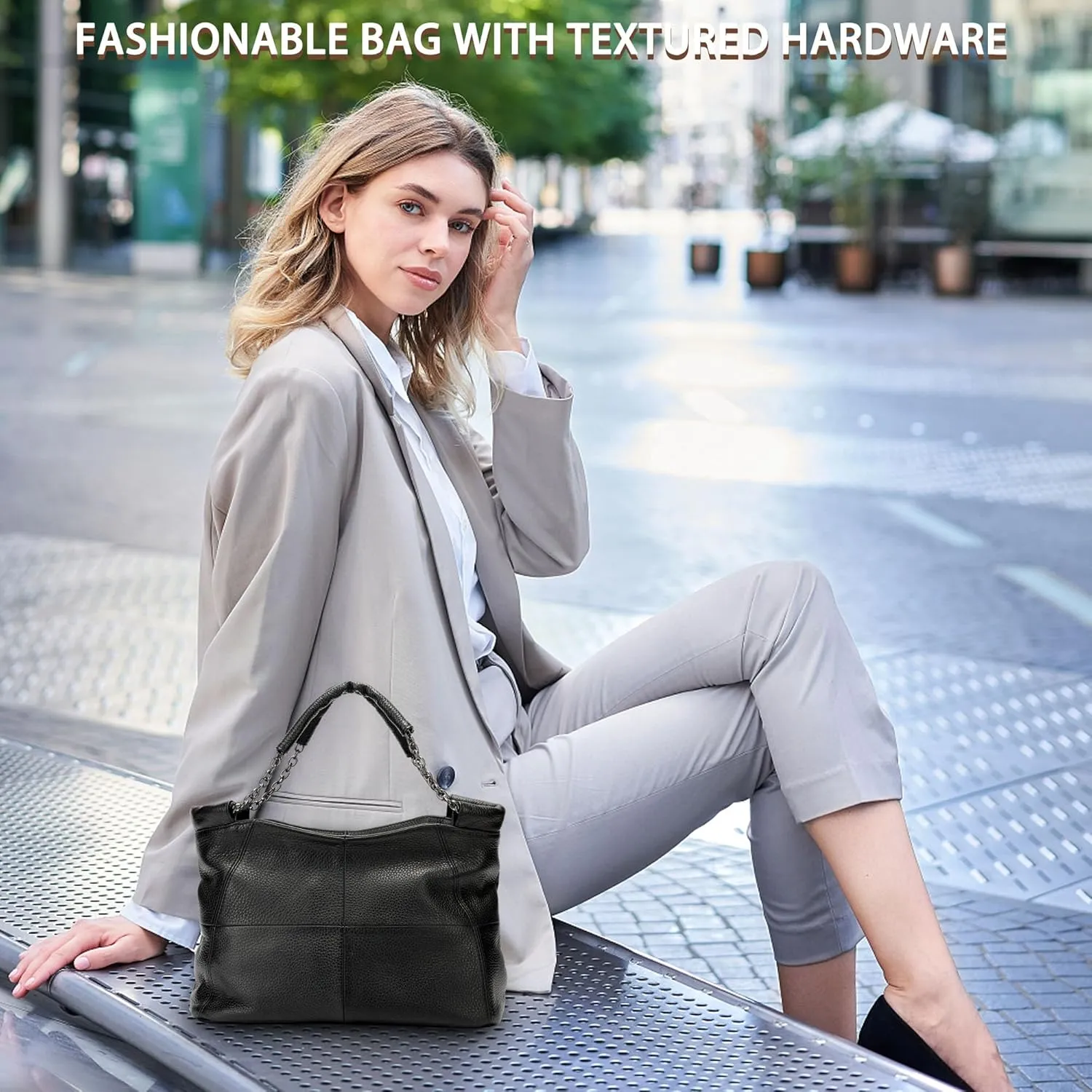 Ladies Crossbody Bag Multi Purpose Leather Handbag Adjustable Chain and Detachable Shoulder Bag