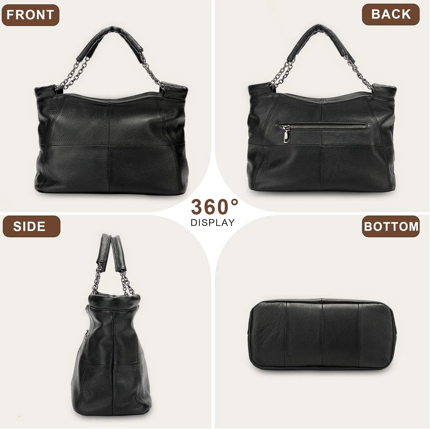 Ladies Crossbody Bag Multi Purpose Leather Handbag Adjustable Chain and Detachable Shoulder Bag