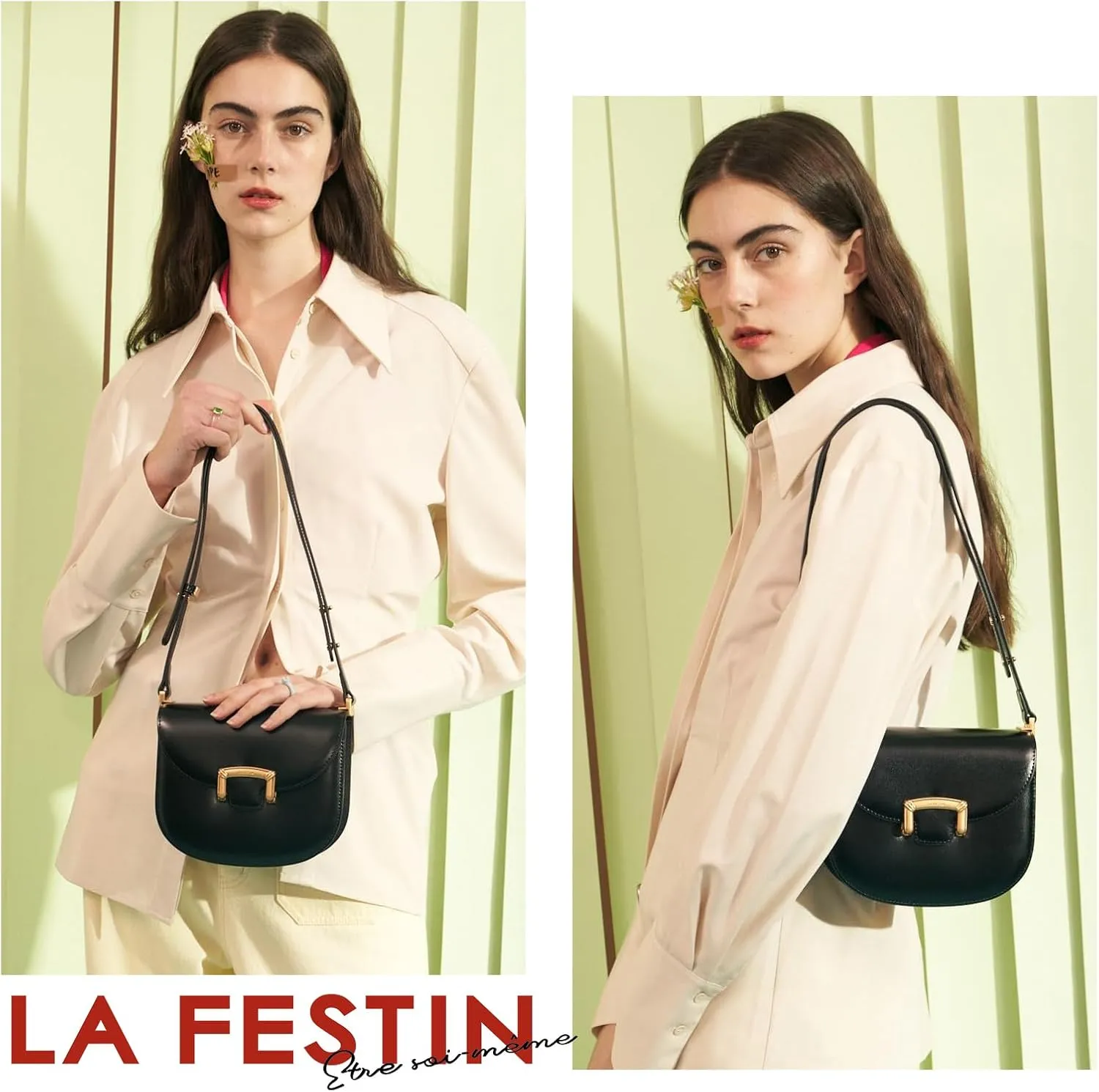 LAFESTIN Small Split Leather Crossbody Purses For Women with Adjustable Strap Shoulder Handbags with Credit Card Slot