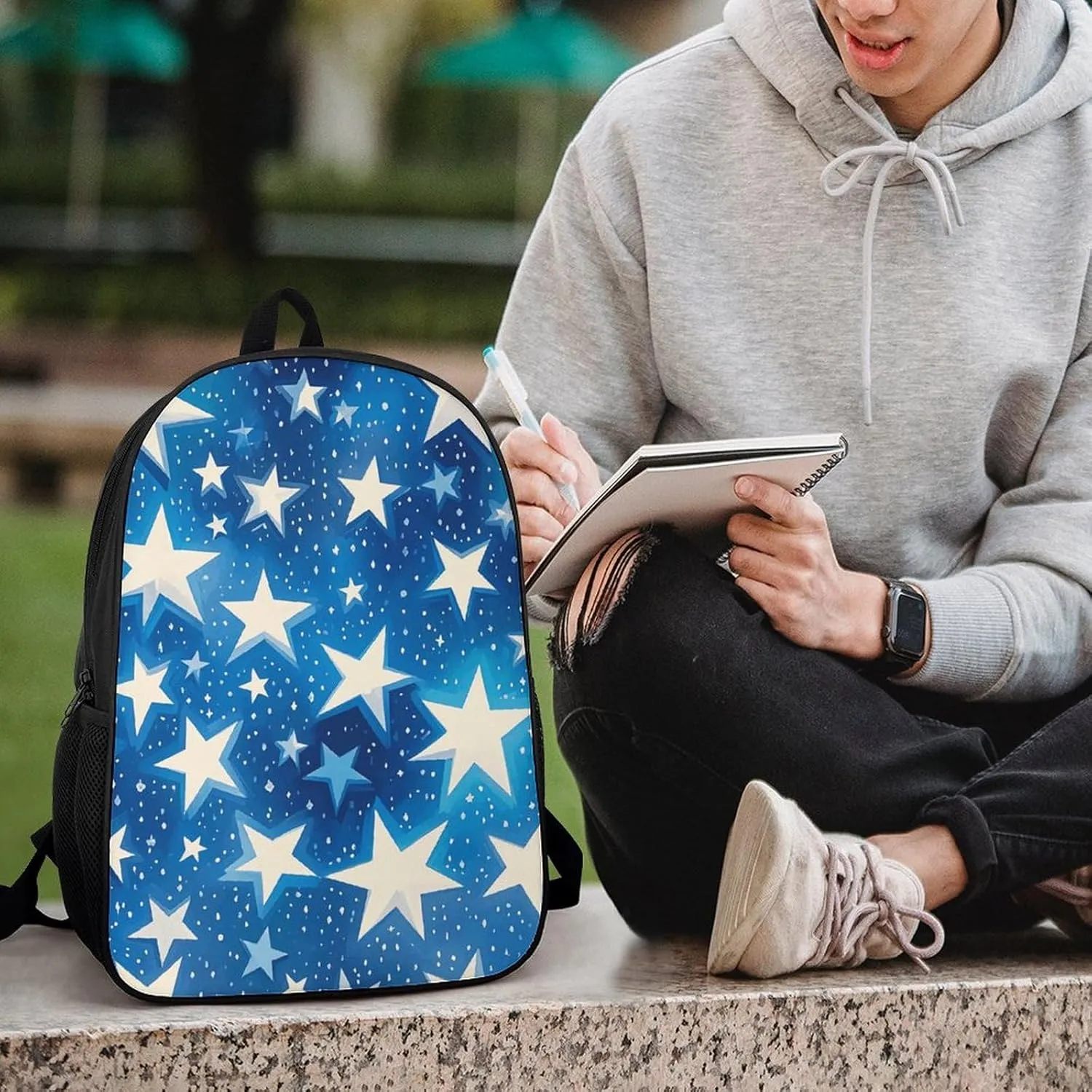 Laptop Backpack for Men Women Daypack Blue Shining Stars Pattern Computer Bag Travel Backpacks Laptop Bag
