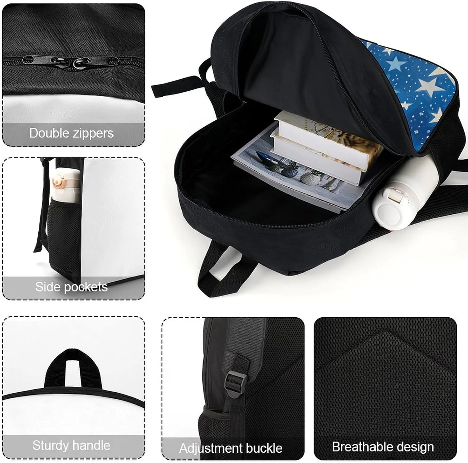 Laptop Backpack for Men Women Daypack Blue Shining Stars Pattern Computer Bag Travel Backpacks Laptop Bag