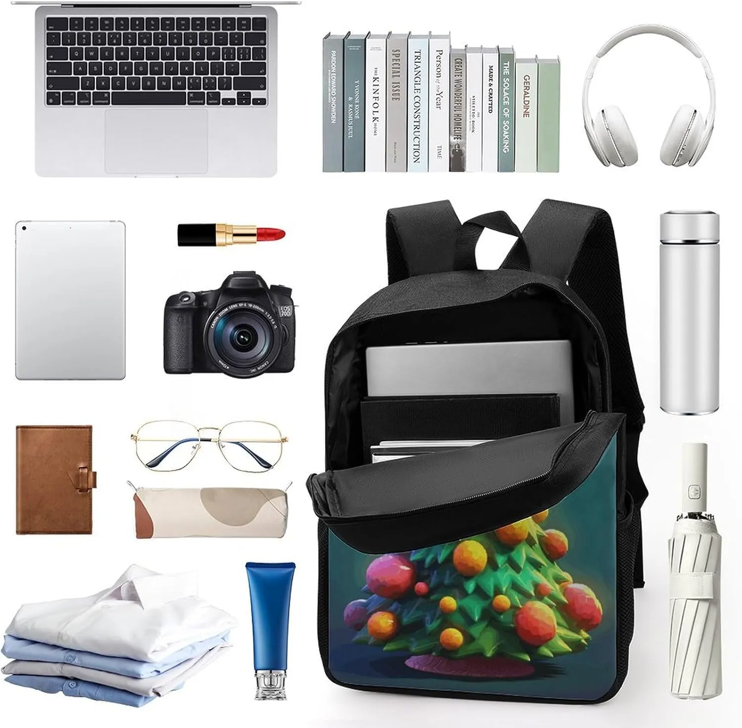 Laptop Backpack for Men Women Daypack Cartoon Christmas Tree79618180-007d-11ef-8e6d-d148611795c7 Computer Bag Travel Backpacks Laptop Bag