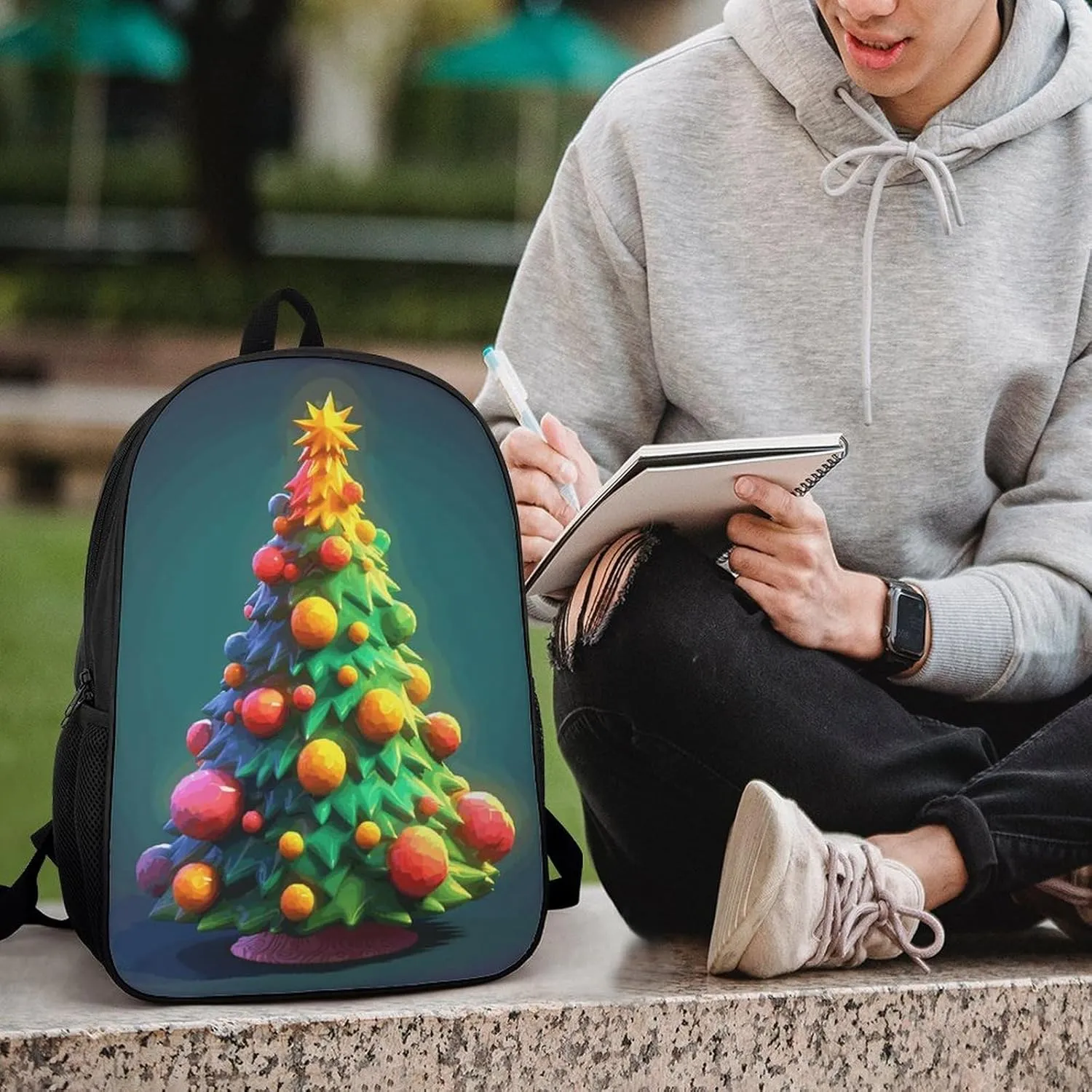 Laptop Backpack for Men Women Daypack Cartoon Christmas Tree79618180-007d-11ef-8e6d-d148611795c7 Computer Bag Travel Backpacks Laptop Bag