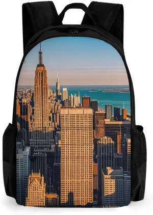 Laptop Backpack for Men Women High Rise Buildings Skyscrapers Backpack Casual Bag Travel Backpack Simple Bag for Hiking