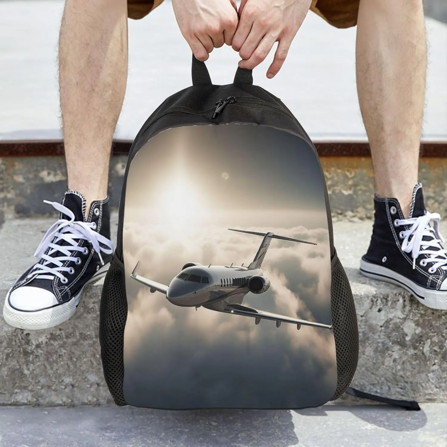 Laptop Backpack for Women Men Carry-on Backpack Flying High Above Clouds Daypack Lightweight Travel Shoulder Bags