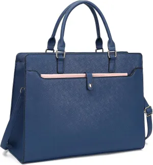 Laptop Bag for Women 15.6 Inch Computer Bag Waterproof Work Tote Bag Business Office Briefcase Large Handbag Shoulder Bag (Blue)