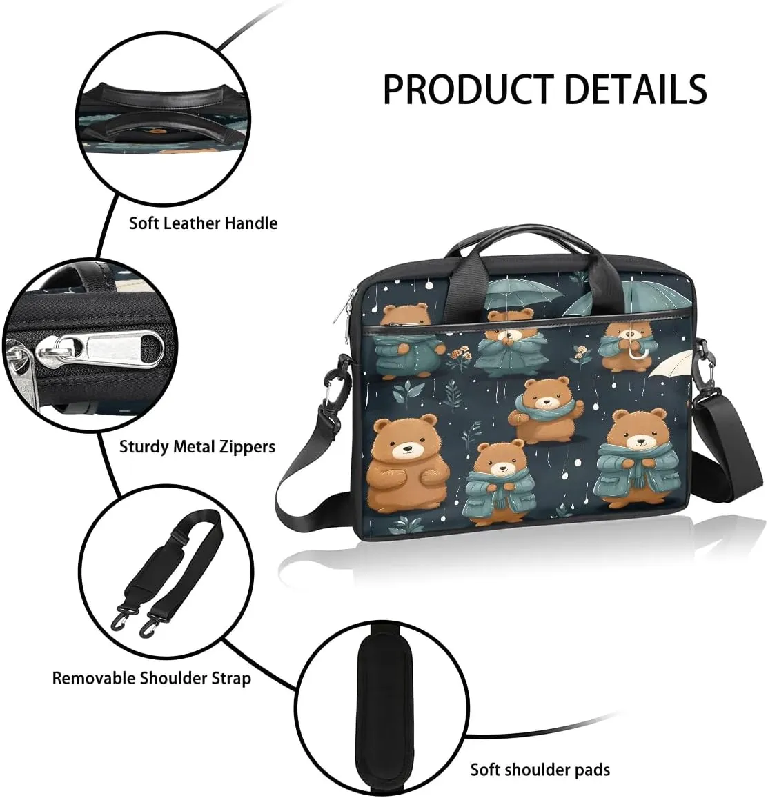 Laptop Shoulder Bag Computer Bag 13-15 Inches Laptop Carrying Case with Shoulder Strap for Women Men