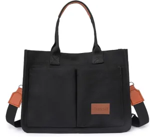Large Canvas Tote Bag for Women, Computer Bags for Laptops for Women, Multiple Pockets Are Suitable for Work