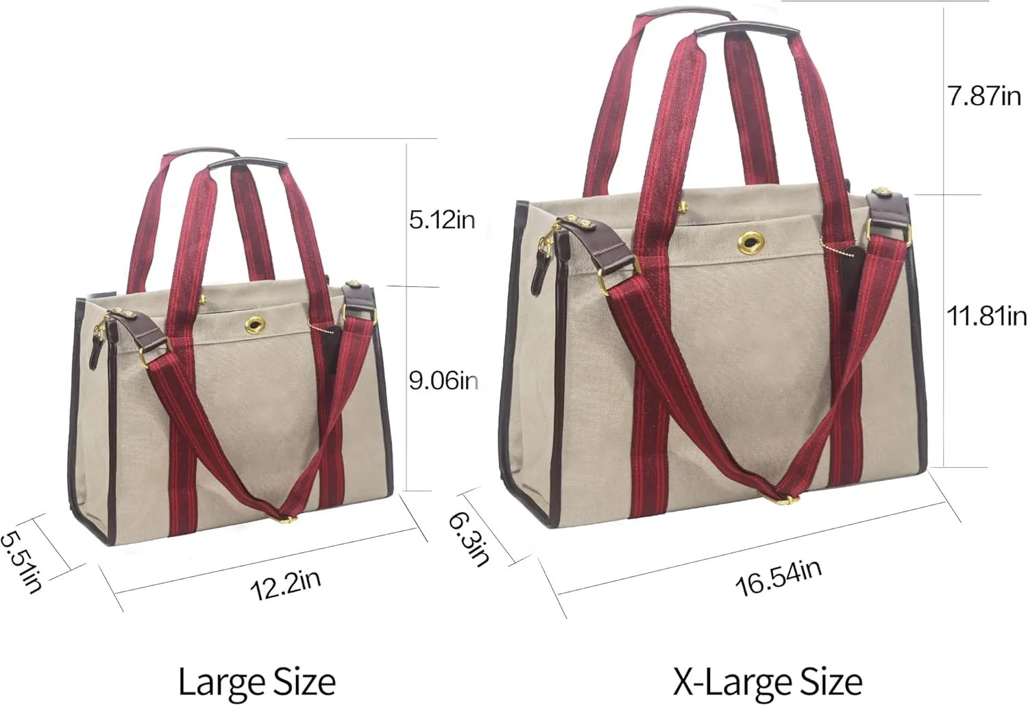 Large Canvas Tote Bag With Pockets for Women,Laptop Crossbody Purse Hobo Work Shoulder Bag Handbag for Gift Beach Travel