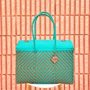 Large Duffel - Teal   Gold