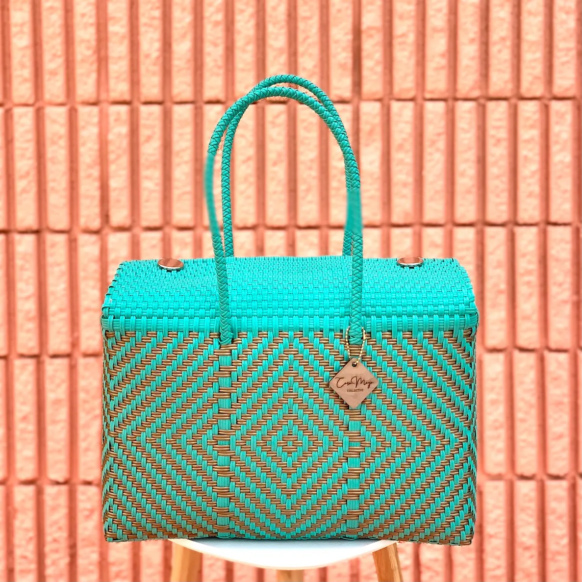 Large Duffel - Teal   Gold