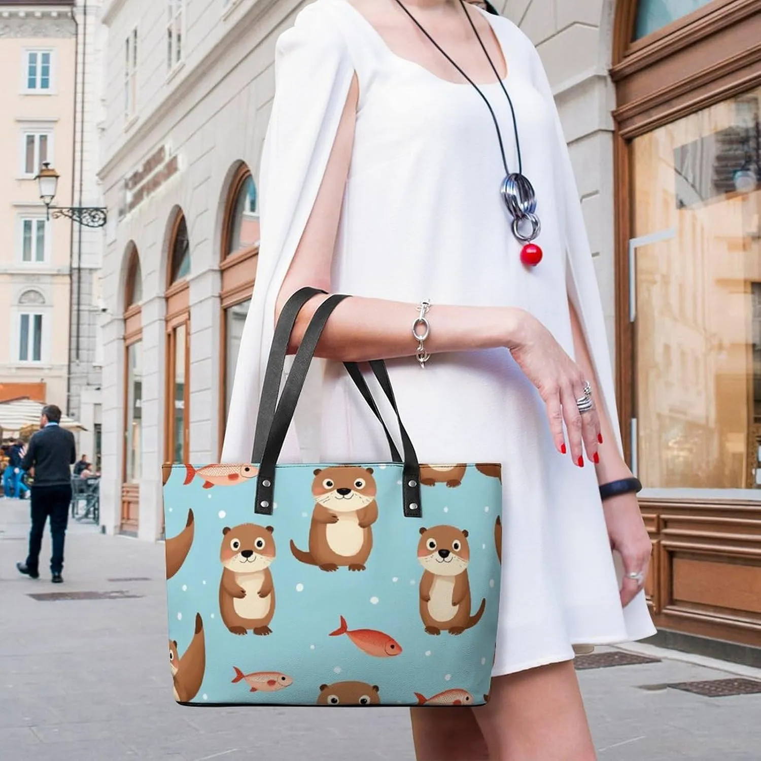 Large Leather Tote Bag Travel Work Daily Essentials Handbag For Women Men