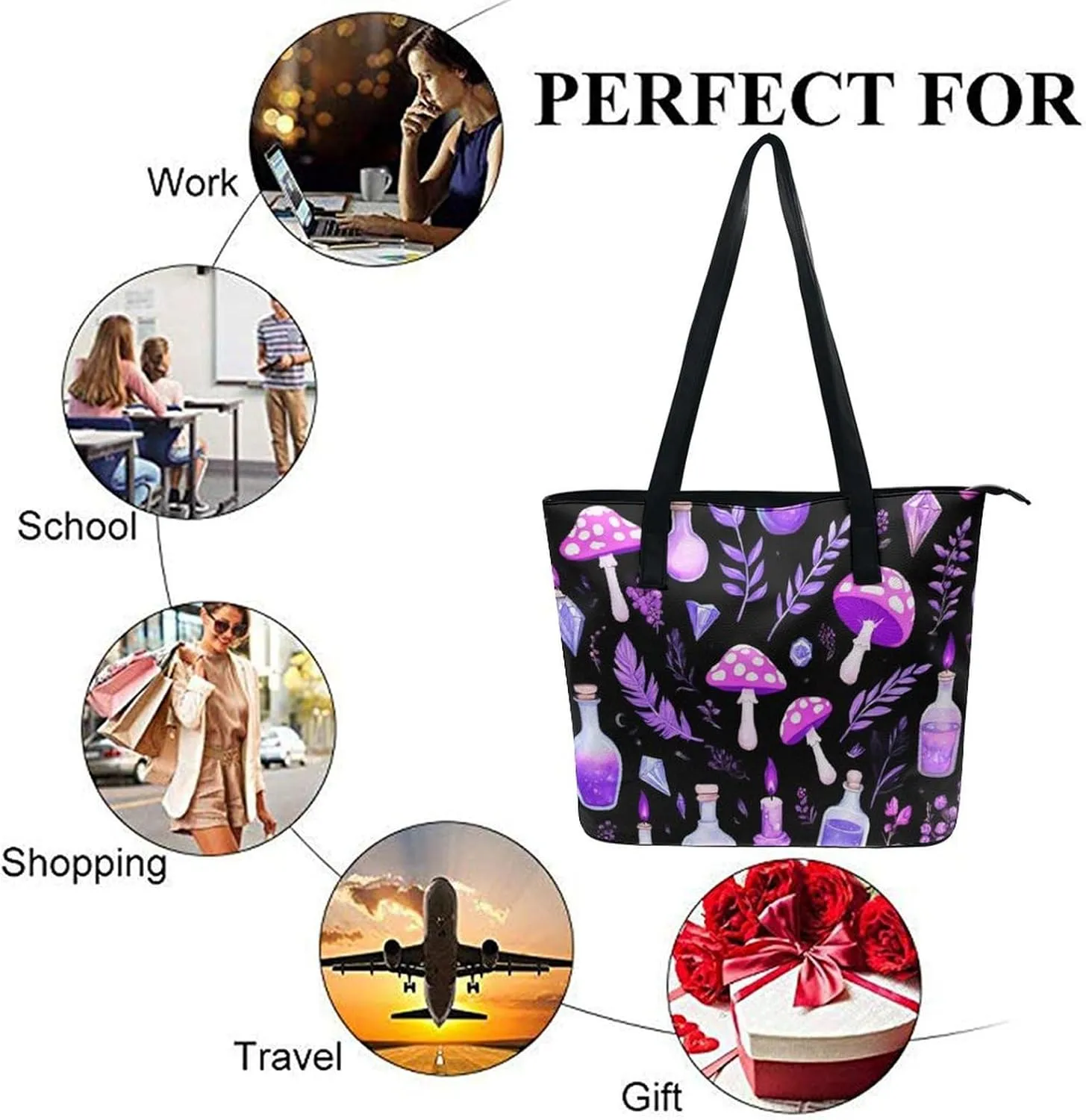 Large Leather Tote Bag Travel Work Daily Essentials Handbag For Women Men