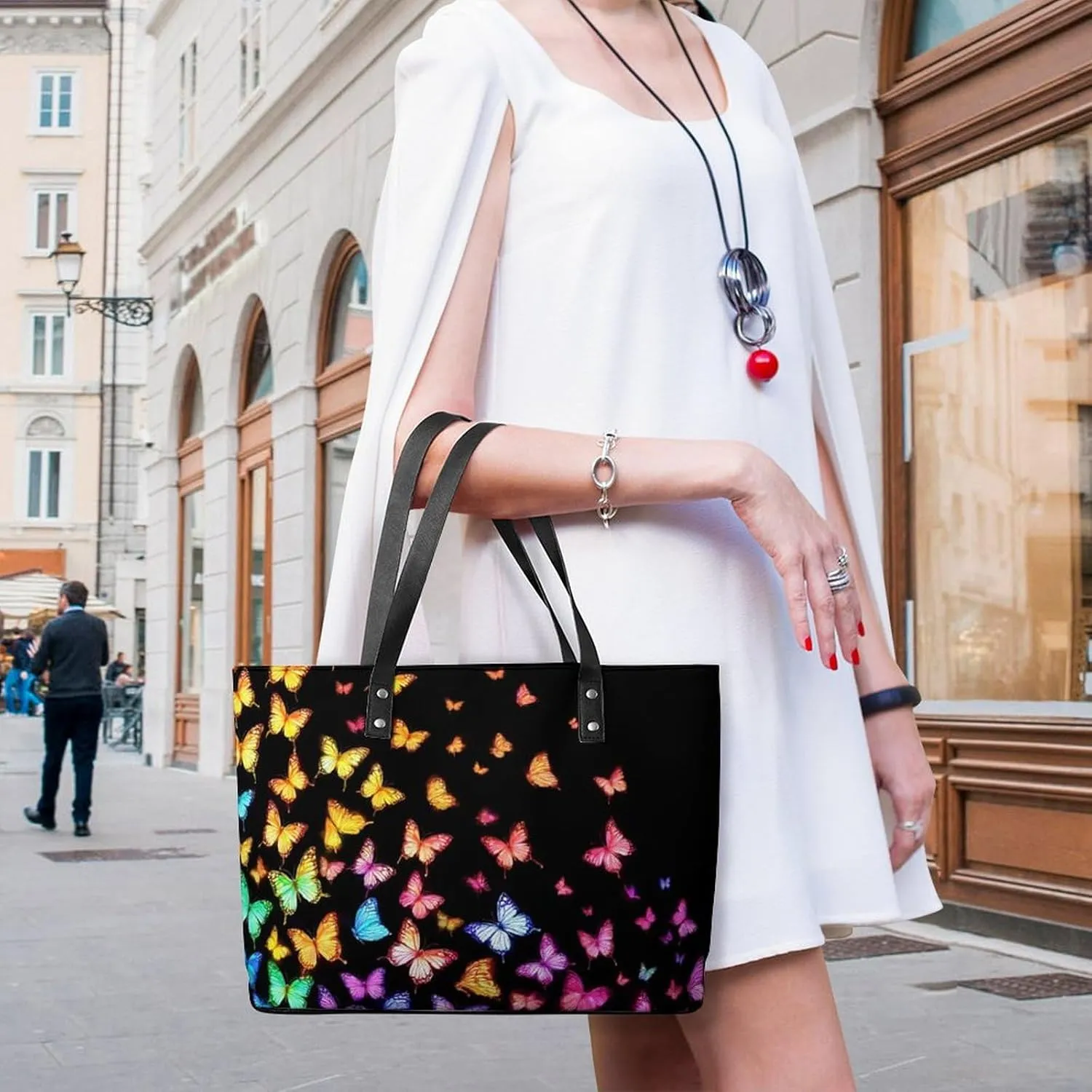 Large Leather Tote Bag Travel Work Daily Essentials Handbag For Women Men